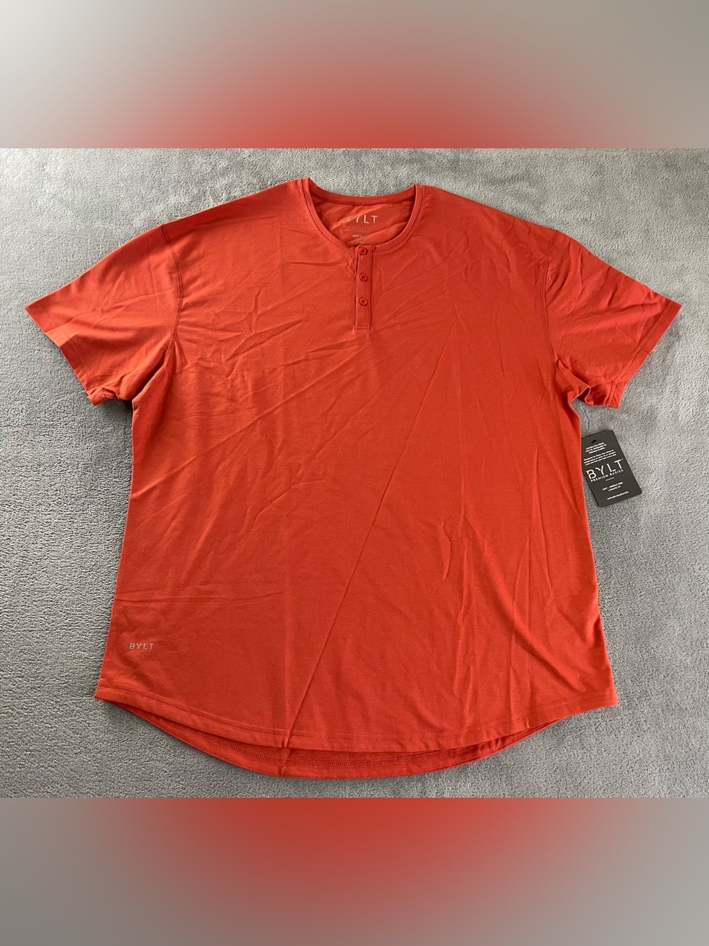 BYLT Drop Cut Henley Short Sleeve BYLT Blend T-Shirt Dark Orange Mens XXL NWT